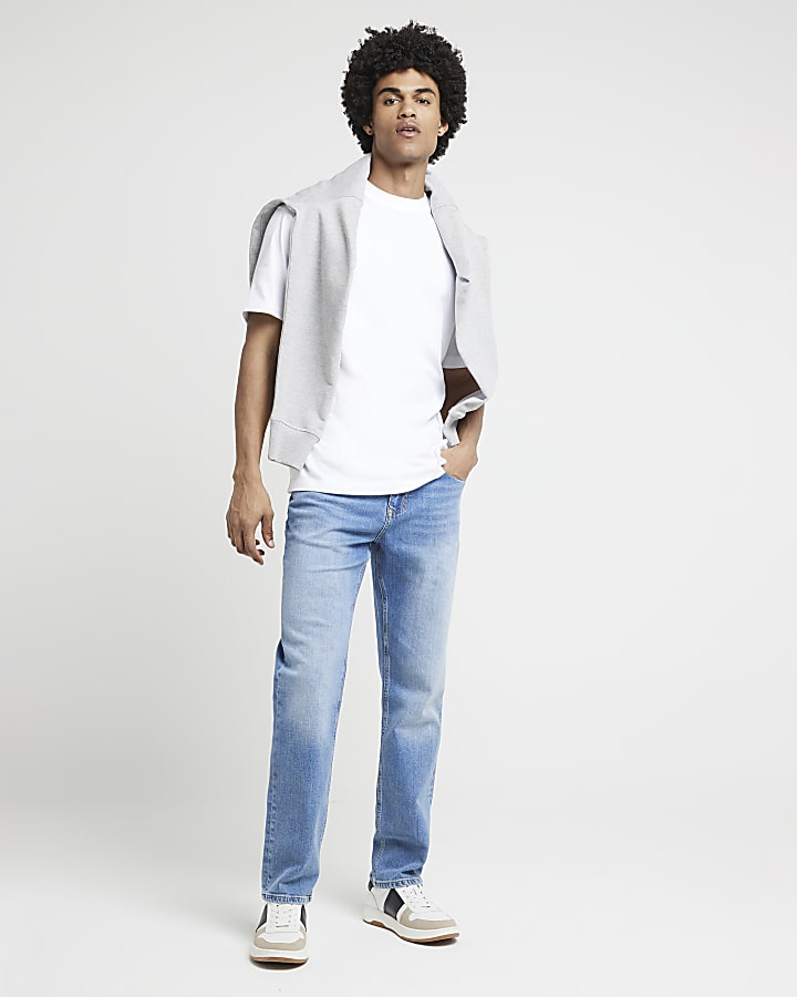 Blue straight fit jeans