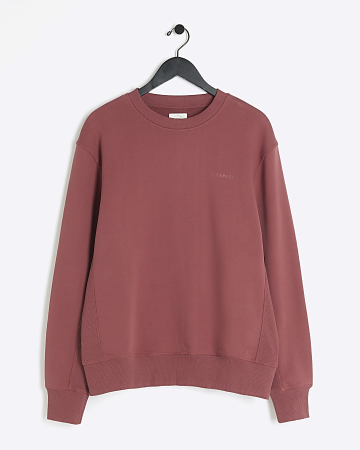 Red regular fit loopback sweatshirt