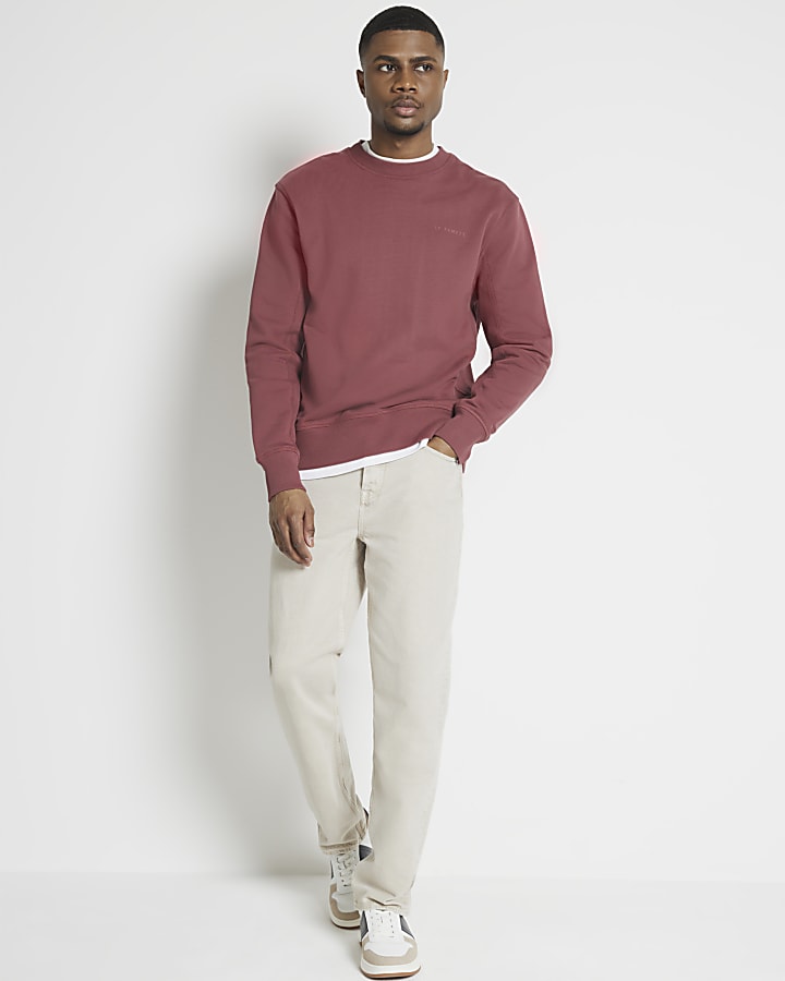 Red regular fit loopback sweatshirt