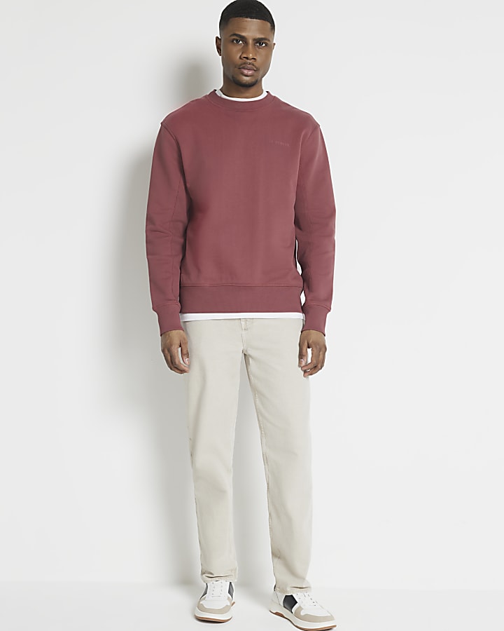 Red regular fit loopback sweatshirt