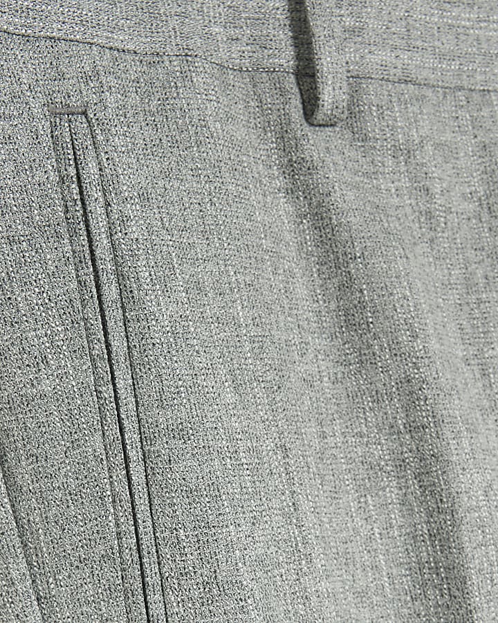 Grey Slim Fit Textured Smart Trousers