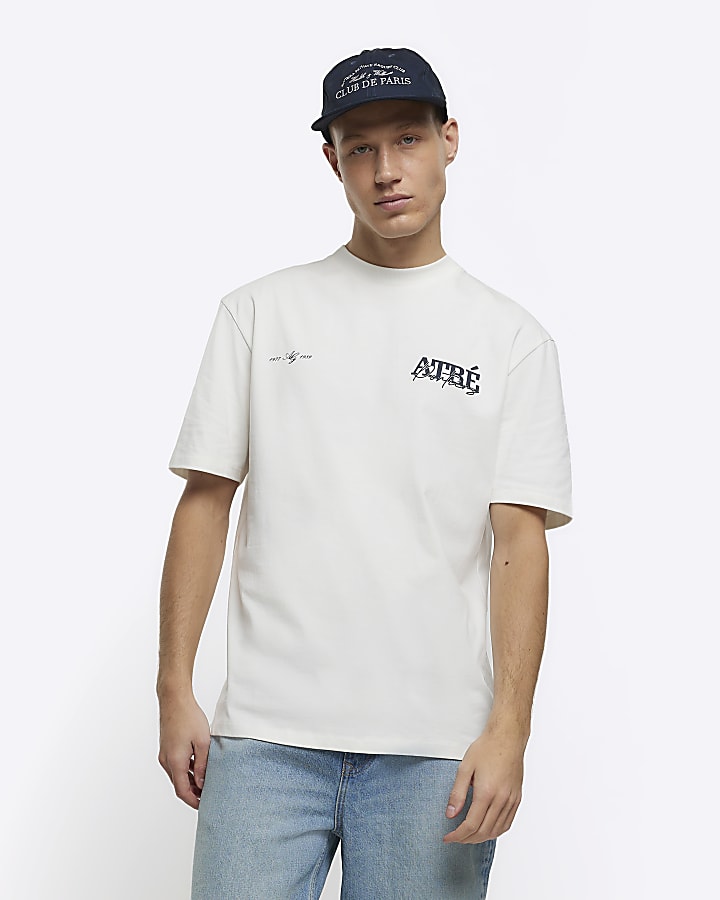 White regular fit graphic print t-shirt