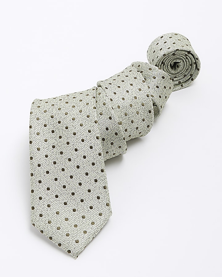 Green polka dot jacquard tie