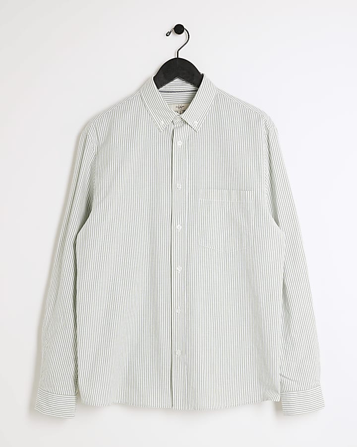 Green Stripe Regular fit Oxford Shirt