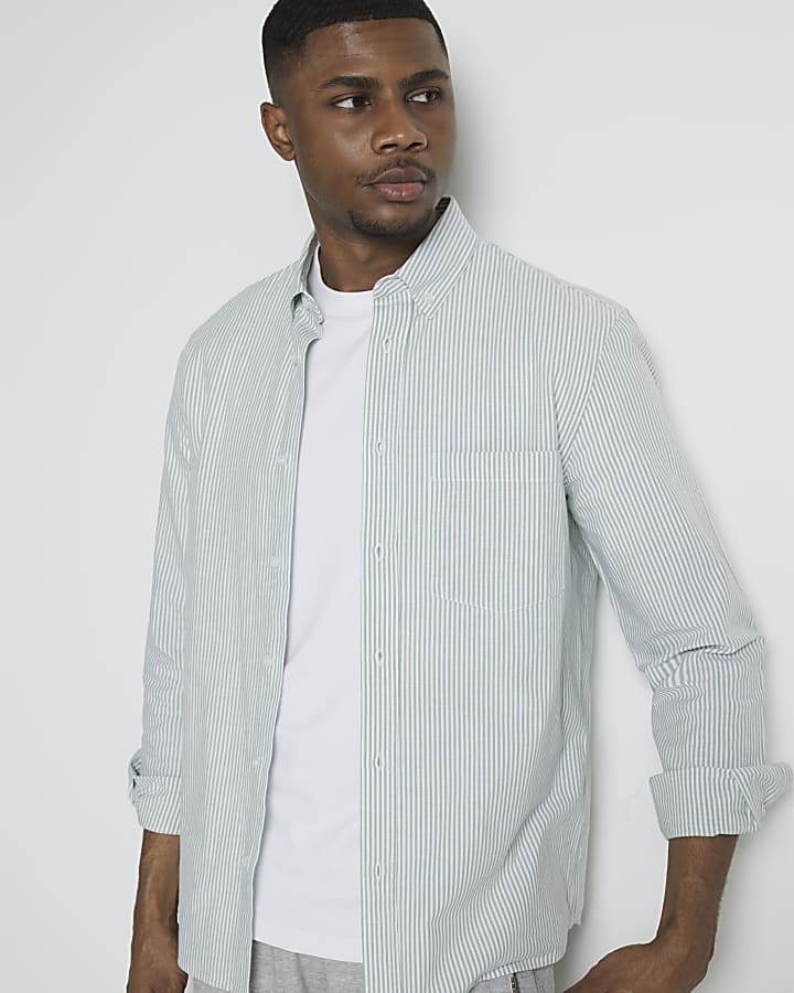 Green Stripe Regular fit Oxford Shirt