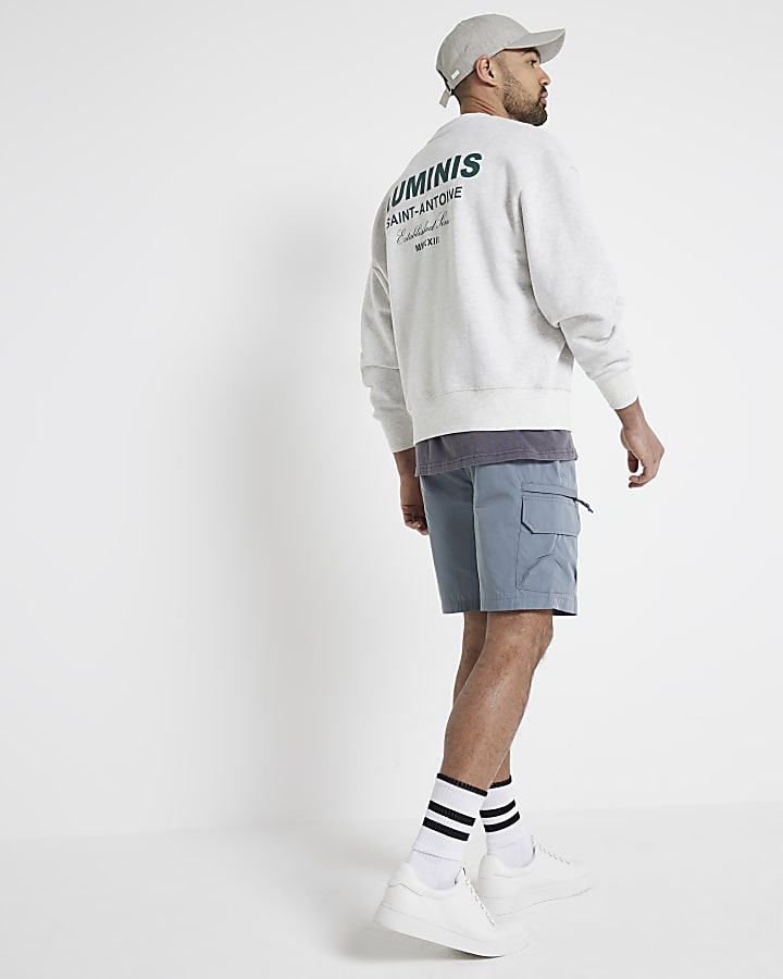 Blue regular fit cargo shorts