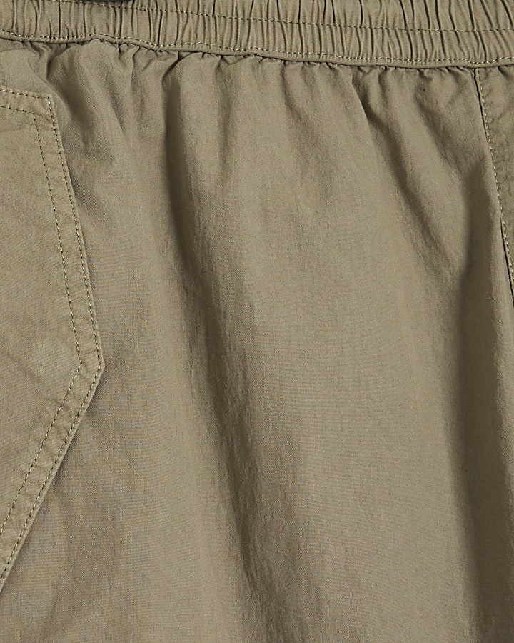 Khaki loose fit parachute cargo trousers