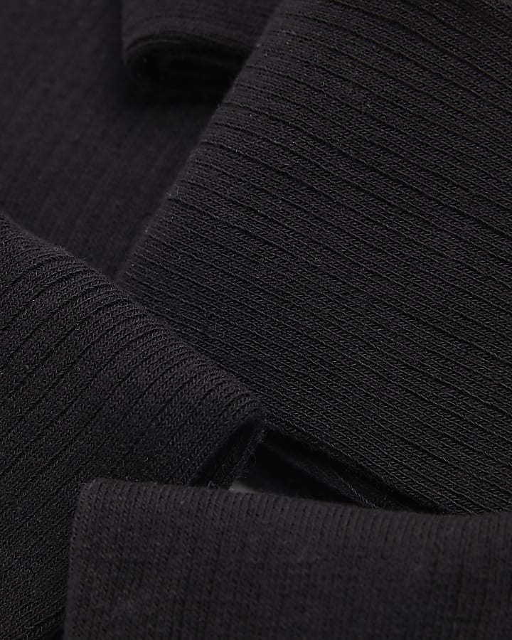 5PK Black ribbed ankle socks