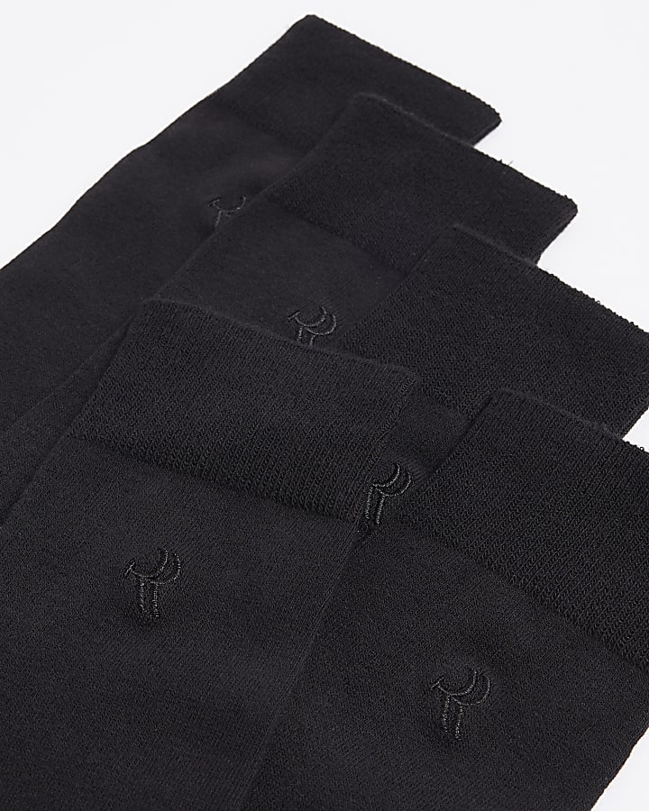 5PK black RI branded ankle socks