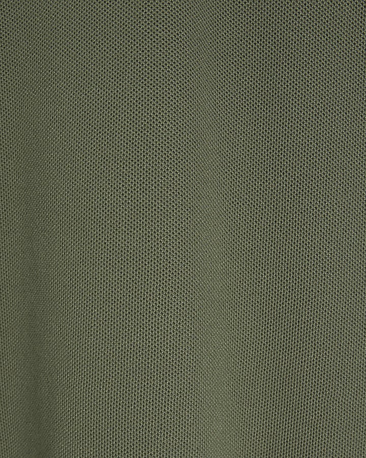 Khaki slim fit textured polo t-shirt