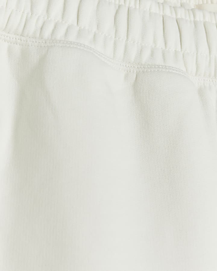 Beige regular fit loopback shorts