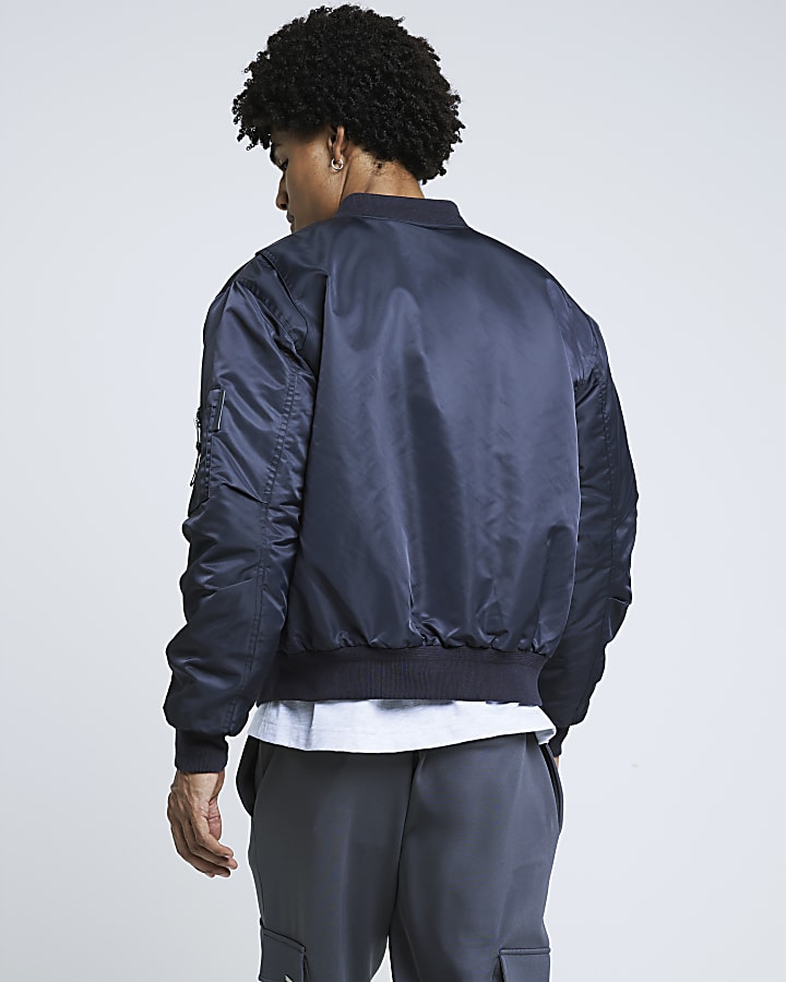 Navy Regular Fit Bomber Jacket