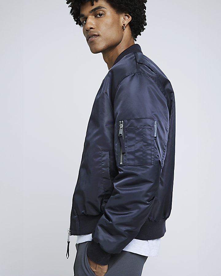 Navy Regular Fit Bomber Jacket
