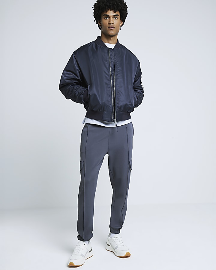 Navy Regular Fit Bomber Jacket