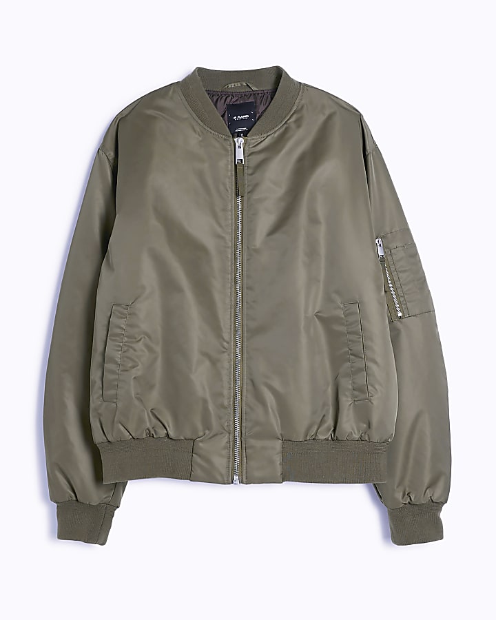 Khaki Regular Fit Bomber Jacket