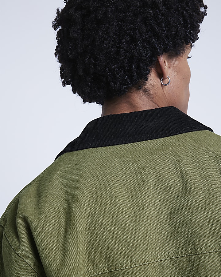 Khaki regular fit worker jacket
