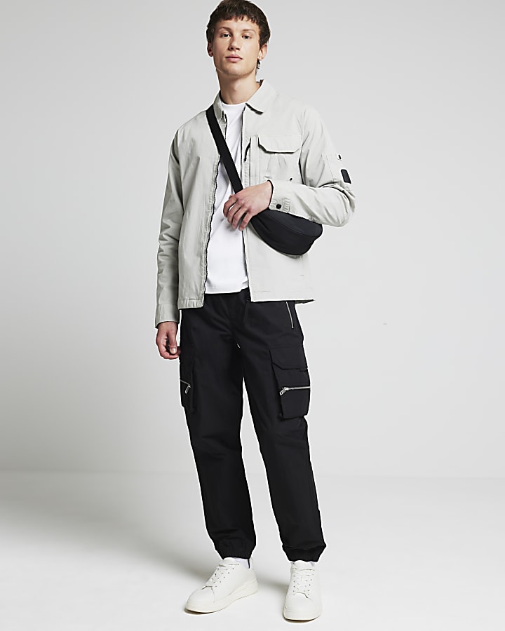 Grey Regular Fit Utility Zip Up Shacket