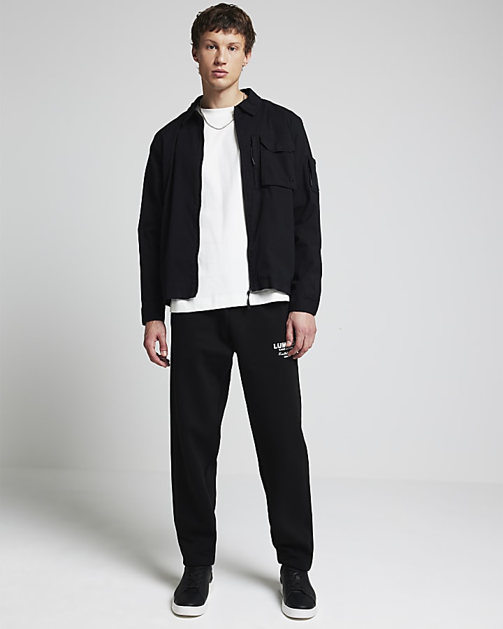 Black Regular Fit Utility Zip Up Shacket