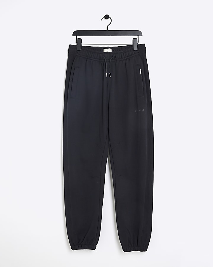 Black regular fit loopback joggers