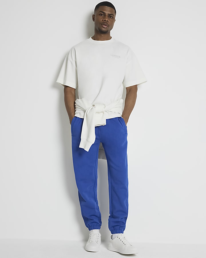 Blue Regular Fit Loopback Joggers River Island