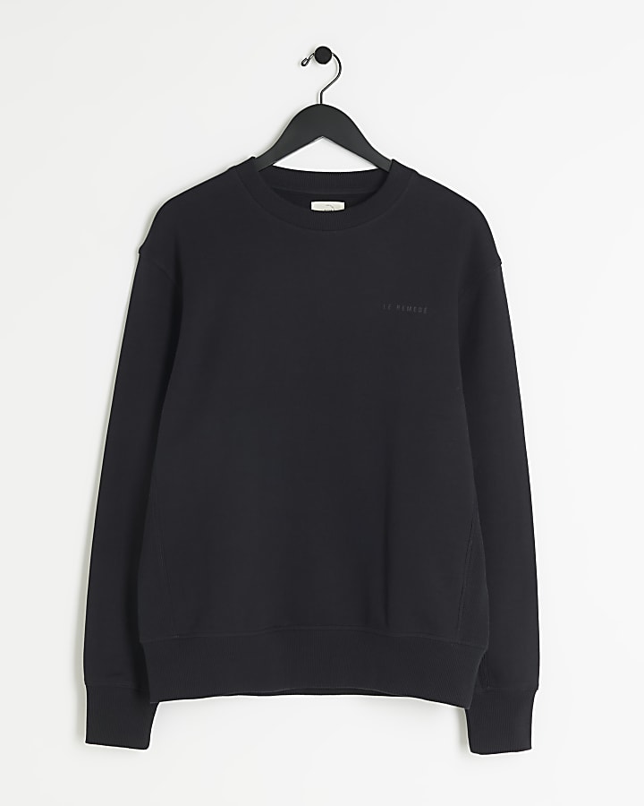 Black regular fit loopback sweatshirt