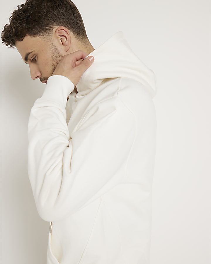 Beige Regular Fit Loopback Hoodie