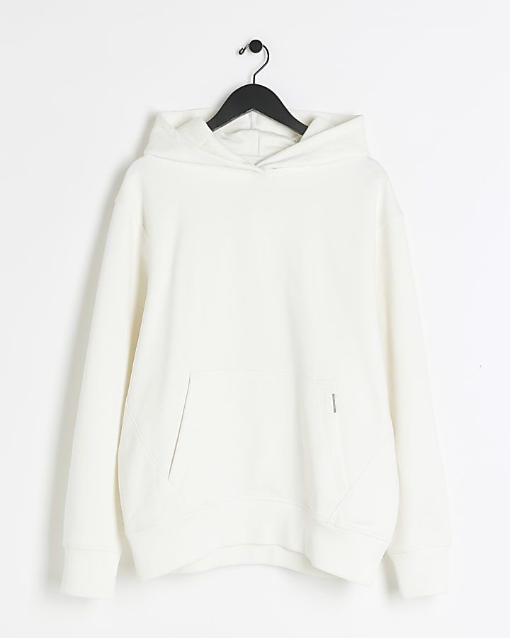 Beige Regular Fit Loopback Hoodie