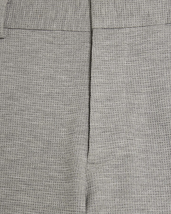 Grey slim fit waffle shorts