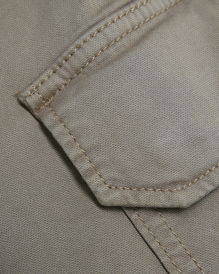 Beige regular fit utility cargo trousers
