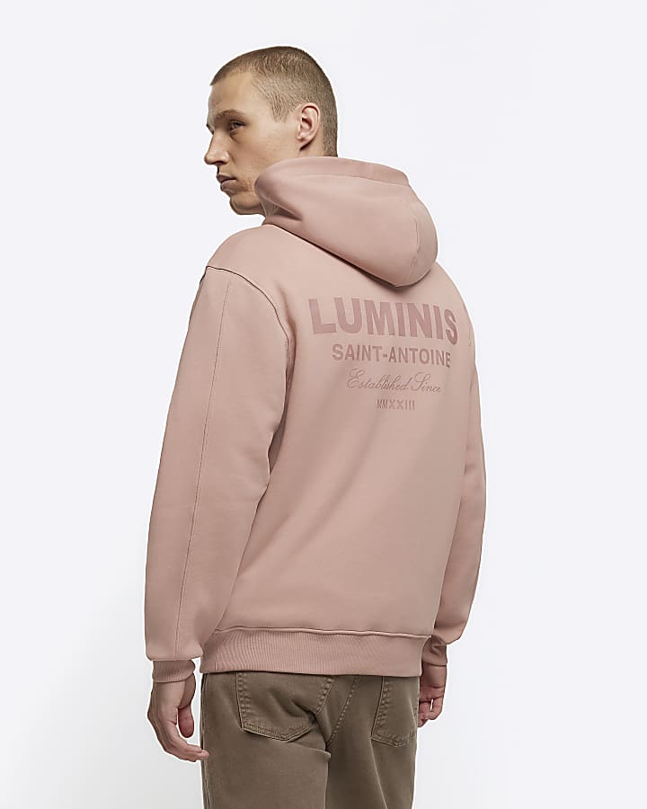 Coral regular fit graphic hoodie