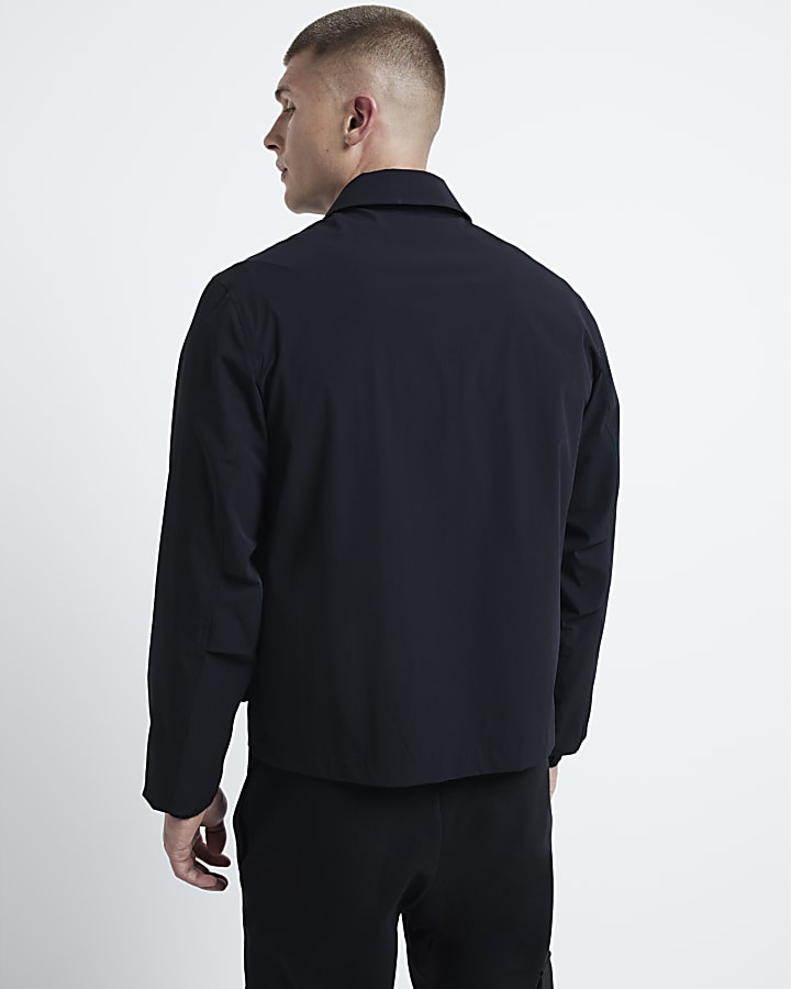 Black regular fit zip up Harrington jacket