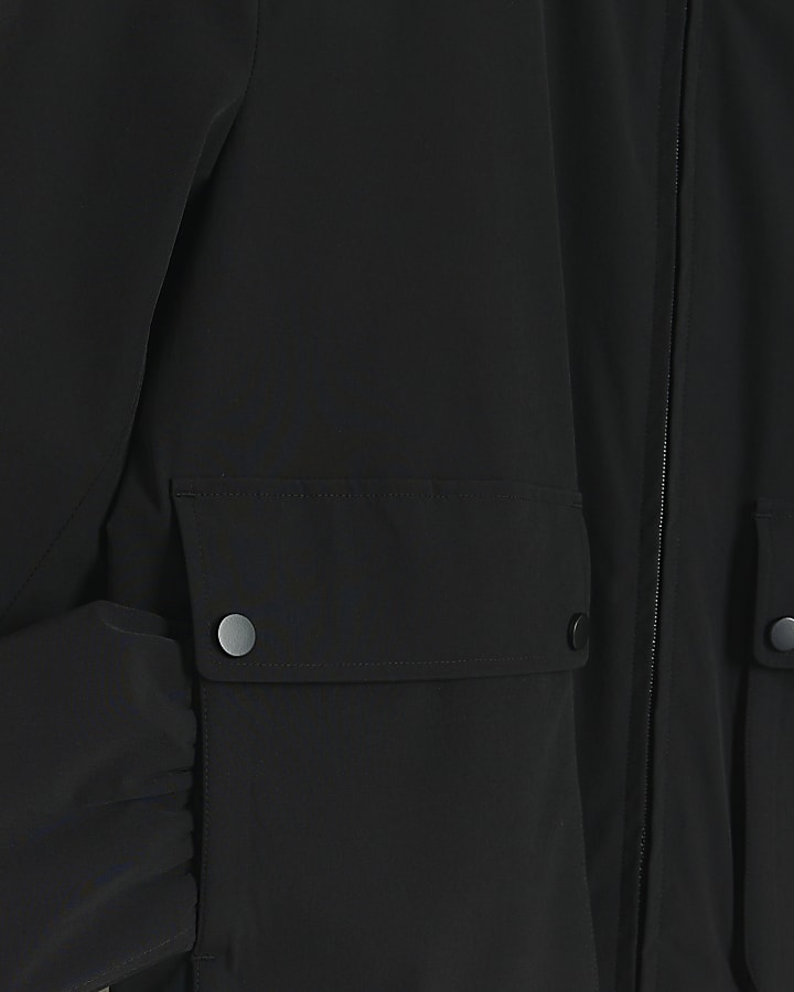 Black regular fit zip up Harrington jacket