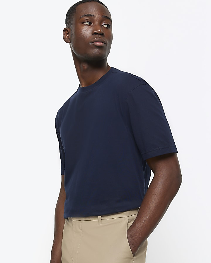 3 Pack navy regular fit plain t-shirt