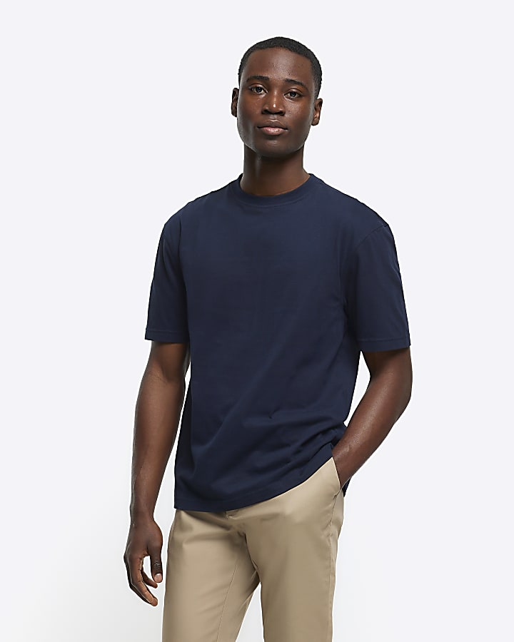 3 Pack navy regular fit plain t-shirt