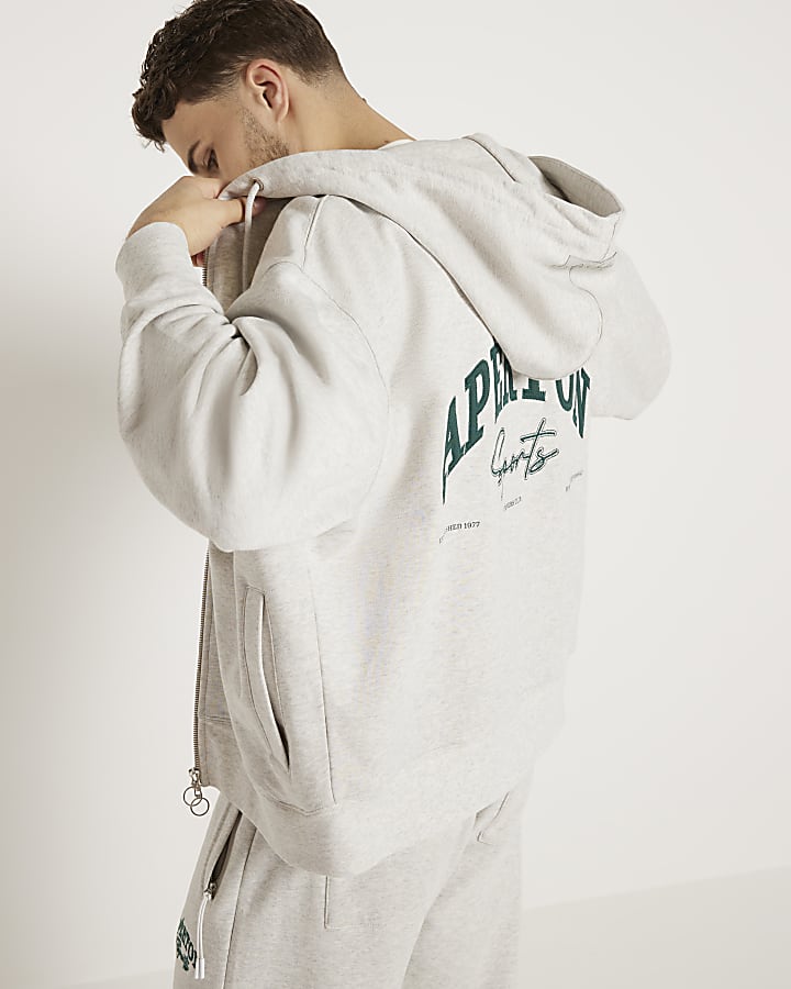 Grey oversized fit aperton hoodie