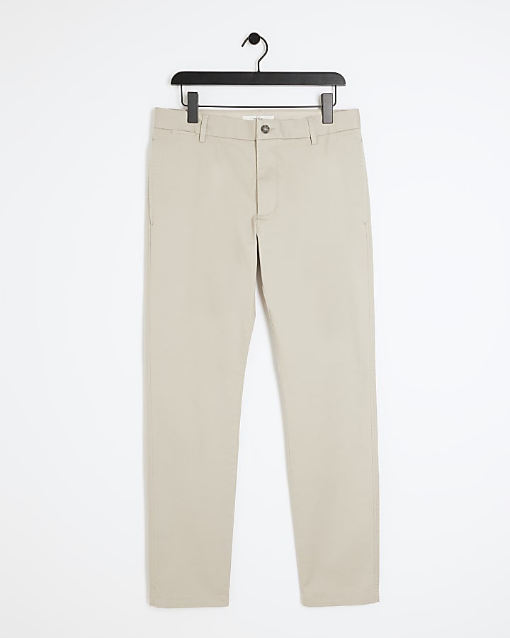 Stone skinny fit smart chino trousers