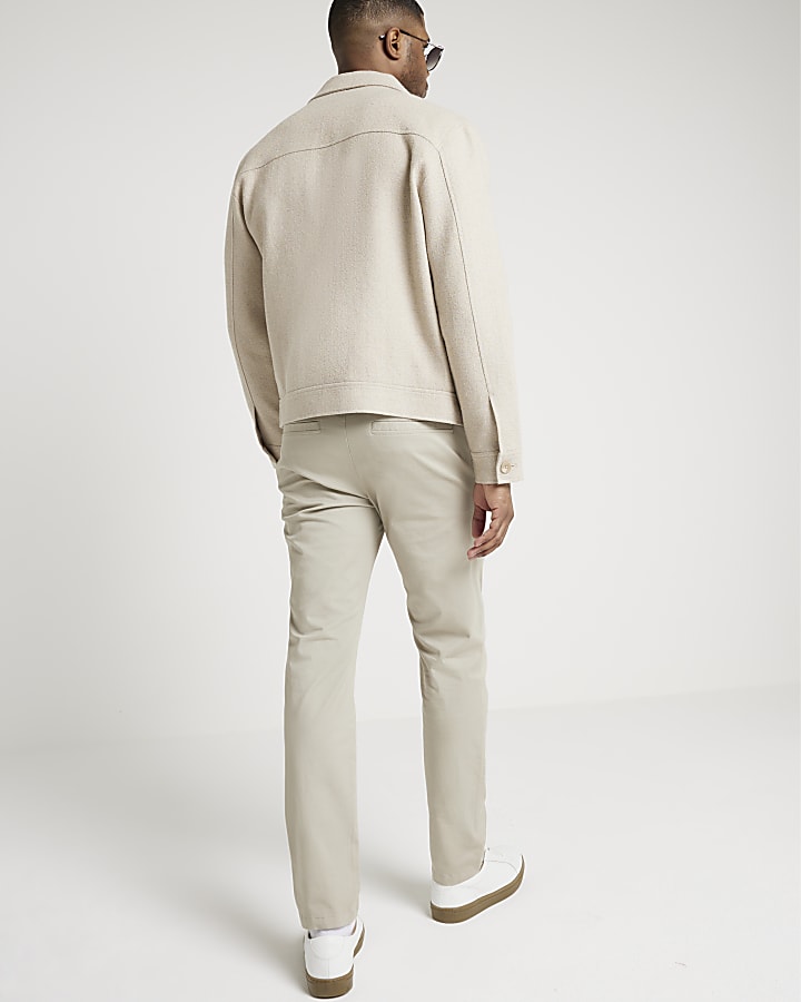 Stone skinny fit smart chino trousers