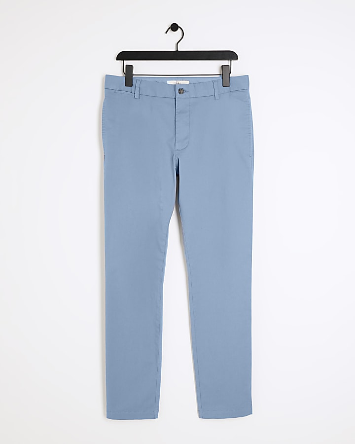 Blue skinny fit smart chino trousers