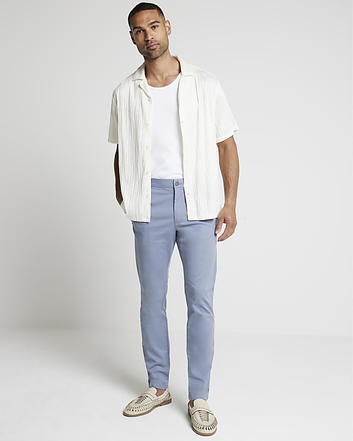 Blue skinny fit smart chino trousers