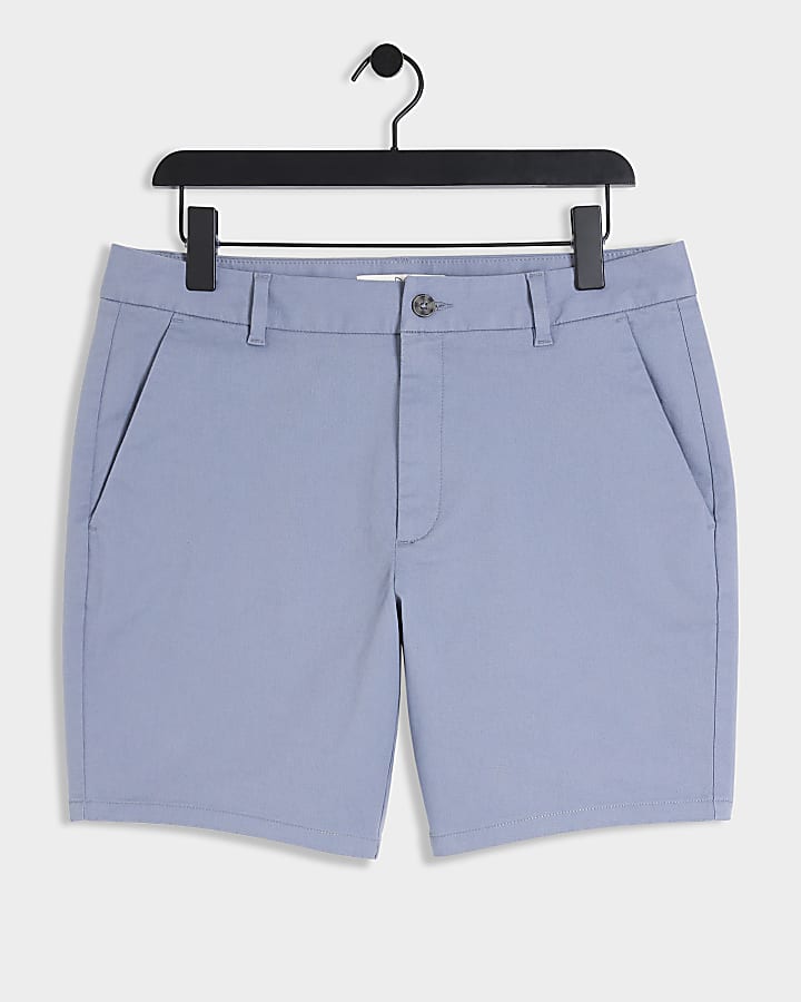 Blue skinny fit chino shorts