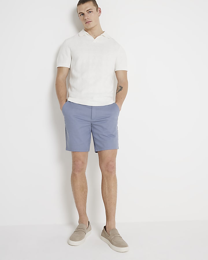 Blue skinny fit chino shorts