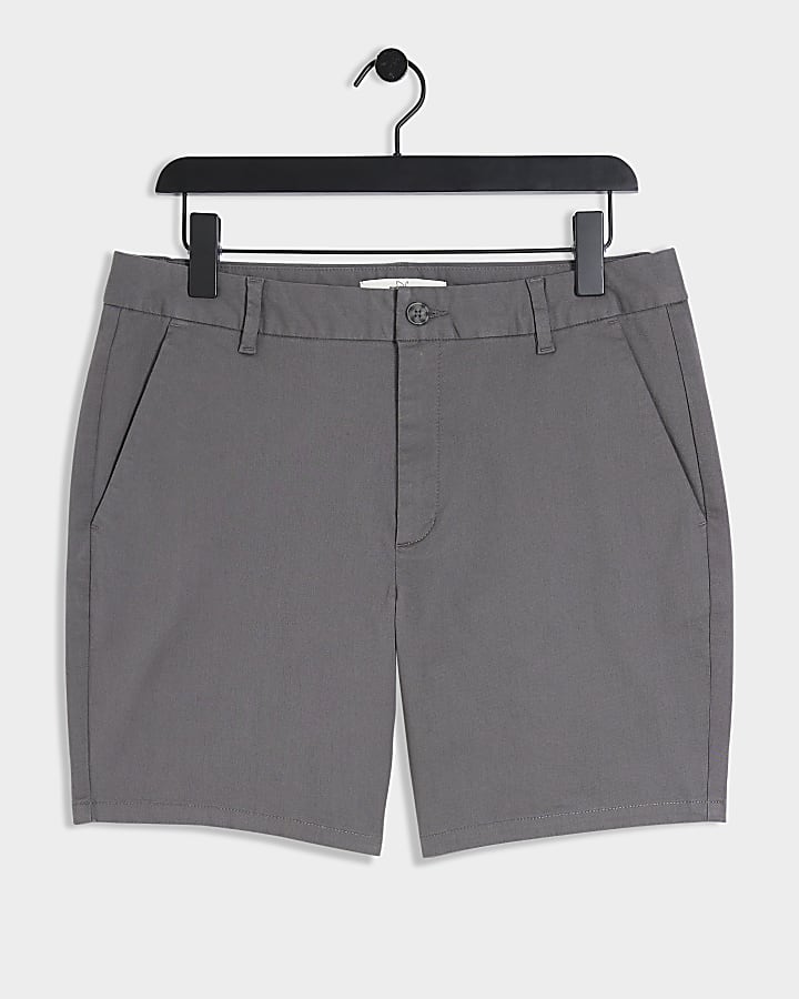 Grey skinny fit chino shorts