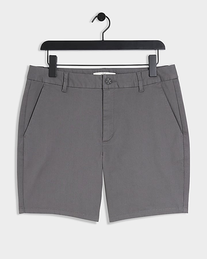 Grey skinny fit chino shorts