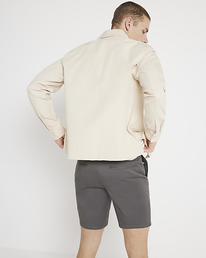 Grey skinny fit chino shorts