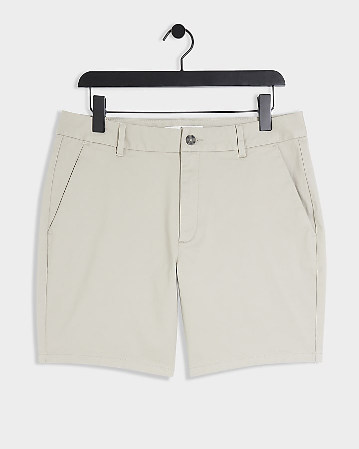 Stone skinny fit chino shorts