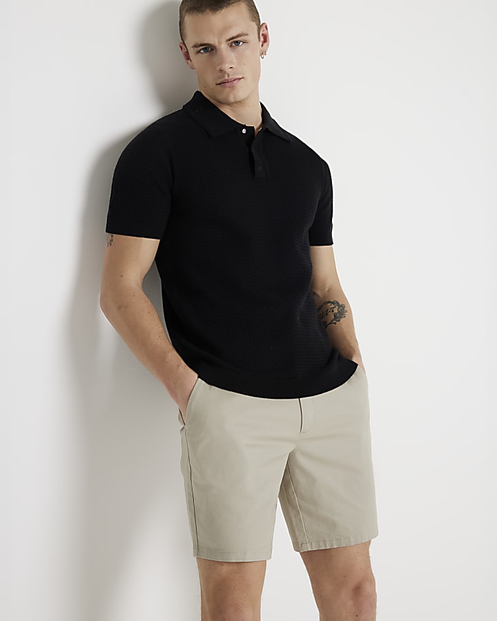 Stone skinny fit chino shorts