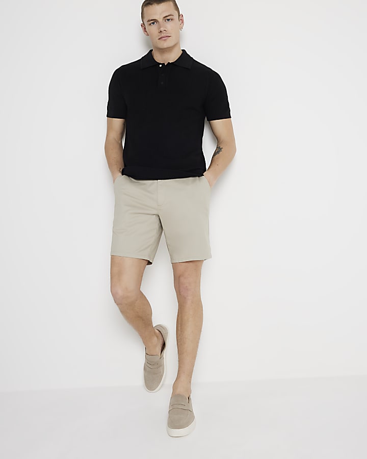 Stone skinny fit chino shorts