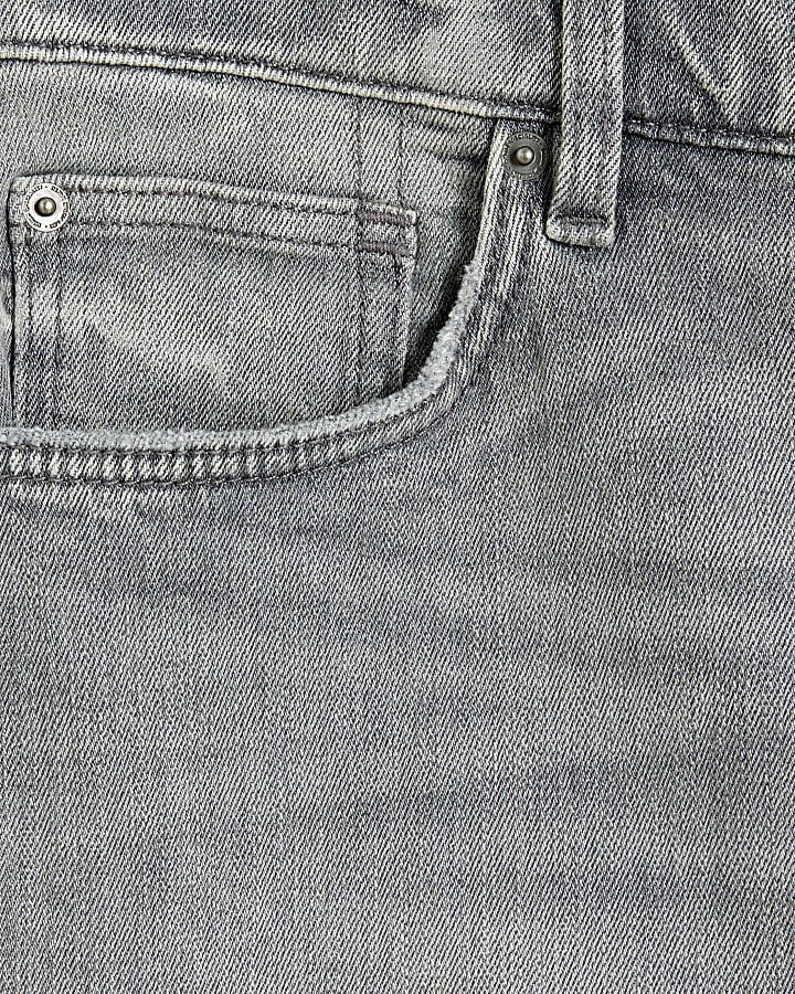 Grey slim fit turned denim shorts