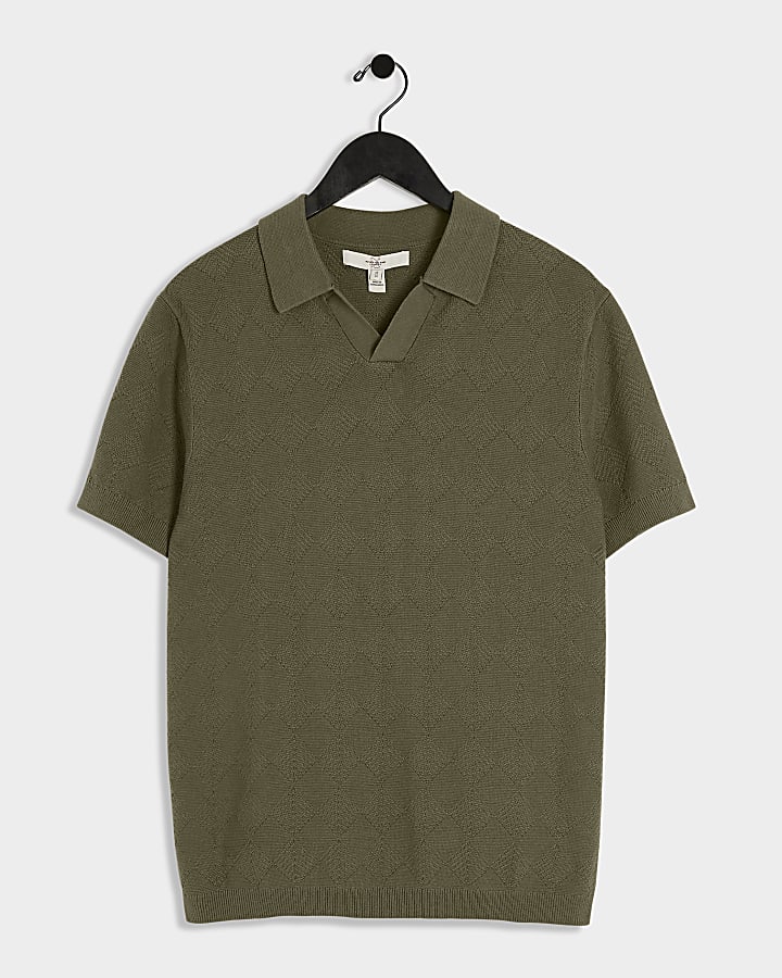 Green slim fit diamond stitch t-shirt