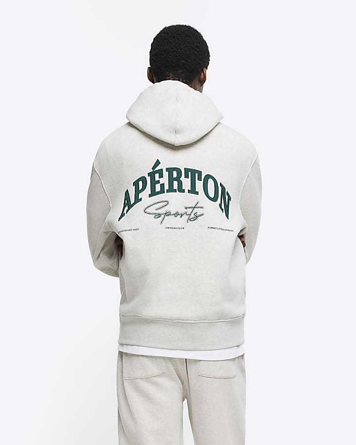 Grey regular fit marl aperton hoodie